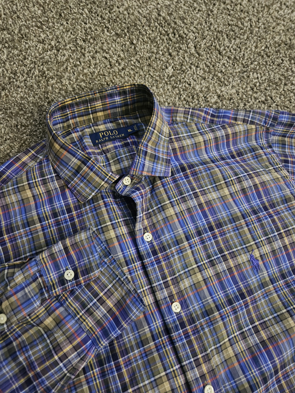 Polo Ralph Lauren Long Sleeve Plaid Poplin Cotton Button Front Shirt XL